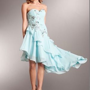Ruffle strapless gown